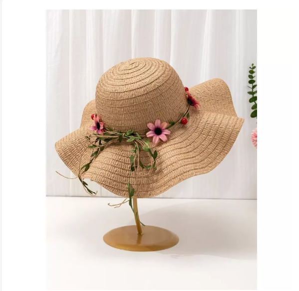 Floral Straw Sun Hat – Nón Cói Hoa Thời Trang Nữ Thanh Lịch Cho Mùa Hè