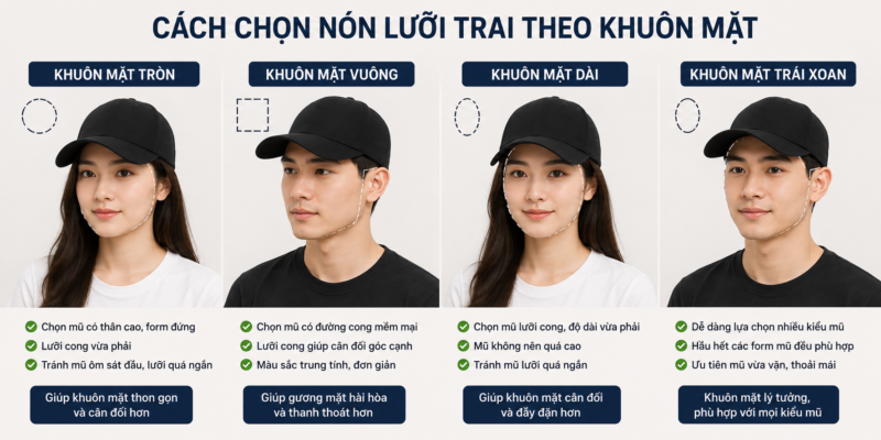 Cách chọn nón lưỡi trai theo khuôn mặt